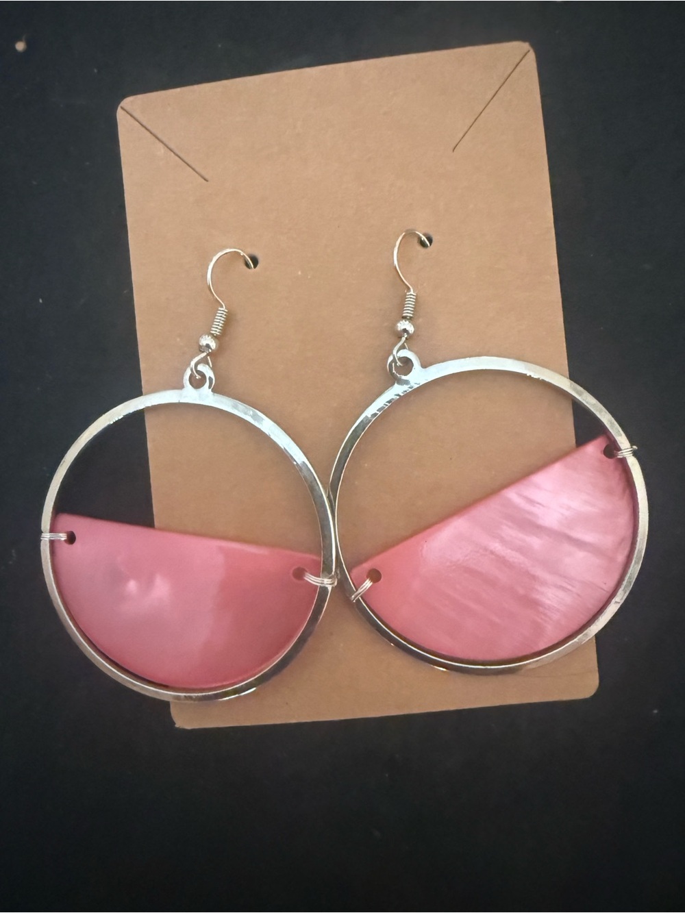 Coral Half-Moon Hoop Earrings - Women Jewelry